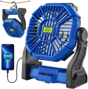 Portable Fan Rechargeable，270° Rotating Portable Cordless Battery Powered Camping Fan Rechargeable, USB Desk Personal Outdoor Camping Fans for Tents,Travel X23 Blue