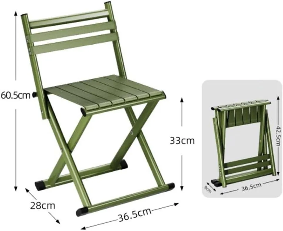 Portable Folding Fishing Chair W/Backrest, Multipurpose Camping Stool, Small Foldable Step Stool for Outdoor Hunting Travel, Gifts for Fisherman(Green,Medium)