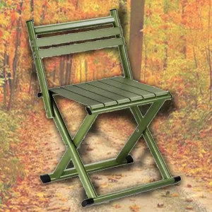 Portable Folding Fishing Chair W/Backrest, Multipurpose Camping Stool, Small Foldable Step Stool for Outdoor Hunting Travel, Gifts for Fisherman(Green,Medium)