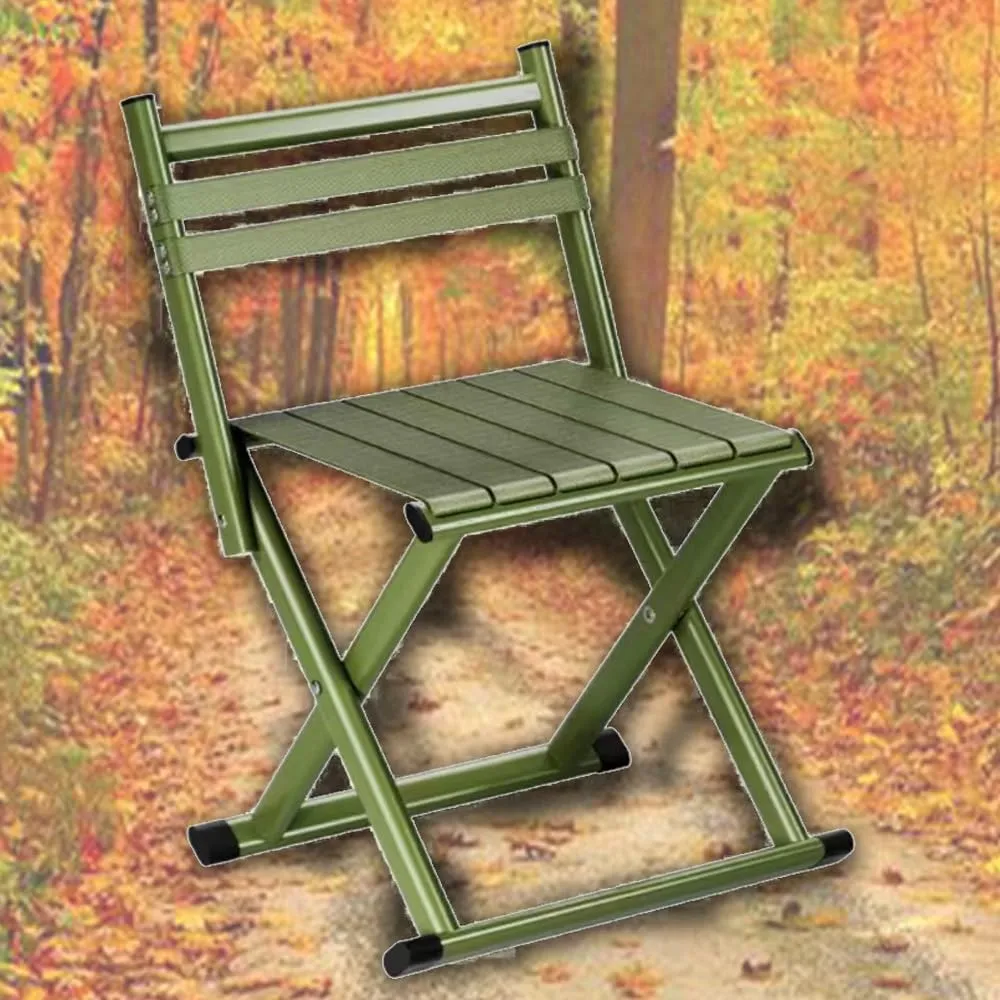 Portable Folding Fishing Chair W/Backrest, Multipurpose Camping Stool, Small Foldable Step Stool for Outdoor Hunting Travel, Gifts for Fisherman(Green,Medium)