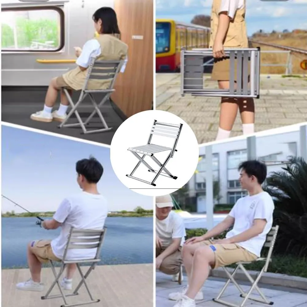 Portable Folding Fishing Chair W/Backrest, Multipurpose Camping Stool, Small Foldable Step Stool for Outdoor Hunting Travel, Gifts for Fisherman(Green,Medium)
