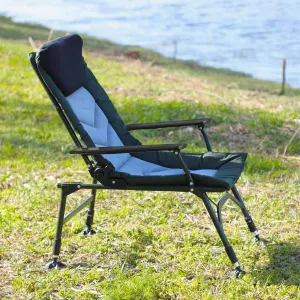 Portable Folding Reclining Camping Chair with Adjustable Backrest, for Indoor and Outdoor Activities, Green, Black, Grey
