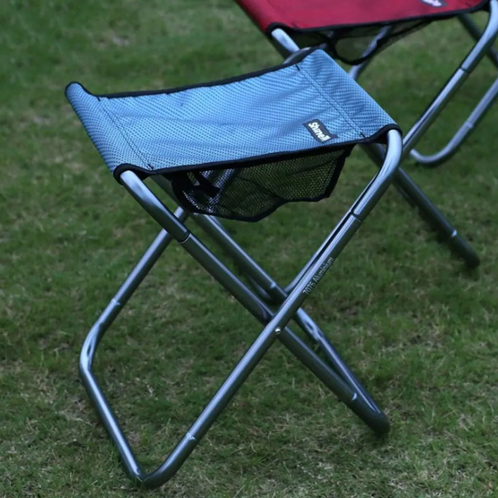Portable Folding Stool Aluminum Alloy Foldable Chair for Outdoor Camping Fishing Hiking (Blue)
