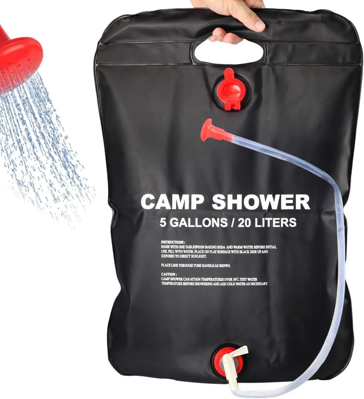 Portable Outdoor Shower - Camp Shower 5 Gallon Capacity - Outdoor Solar Shower with Hose and Shower Head