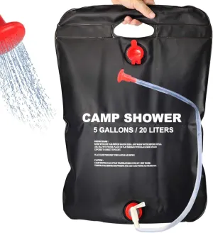 Portable Outdoor Shower - Camp Shower 5 Gallon Capacity - Outdoor Solar Shower with Hose and Shower Head