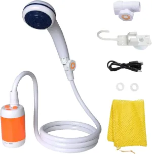 Portable Shower 1 Set Waterproof Adjustable Camping Shower 5000mAh Rechargeable Camp Multi-Purpose Outdoor for Car Cleaning, Pet Washing, Gardening & More