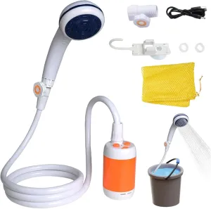 Portable Shower 1 Set Waterproof Adjustable Camping Shower 5000mAh Rechargeable Camp Multi-Purpose Outdoor