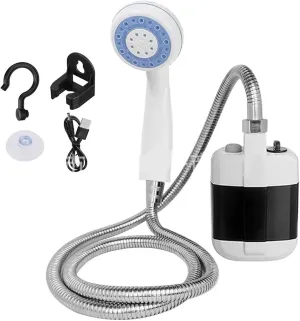 Portable Shower Camping Shower Outdoor Camp Shower Pump,Electric Rechargeable Portable Camping Shower,Powered by Rechargeable Battery for Camping,Hiking,Traveling,Pet Cleaning,Car Washing