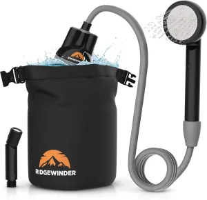 Portable Shower for Camping with Dry Bag - Camp Shower with Rechargeable Battery and Included 10L Dry Bag for Water Storage. Complete Camping Shower in a Bag ( Sprayer Attachment).