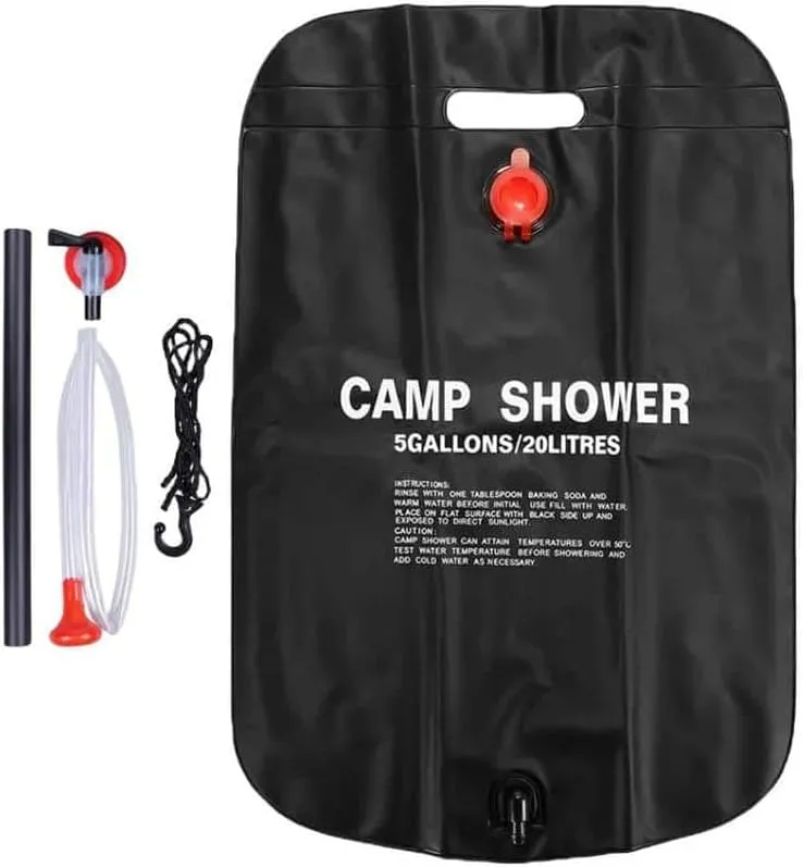Portable Shower for Camping with Solar Heating, Compact 5-Gallon Outdoor Shower Bag, Durable and Lightweight for Traveling, Hiking, and Backpacking