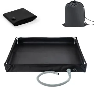 Portable Shower Pan, 41" x 41" x 5" Foldable Outdoor Camping Shower Stall Base with Drain, Ideal for RV Shower Tent Awning Enclosure