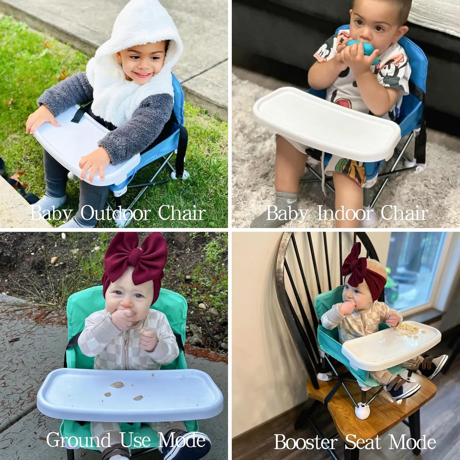 Portable Toddler Booster Seat - Easy-Fold Eating Lawn Camping Chair for Indoor and Outdoor Adventures (Pink)