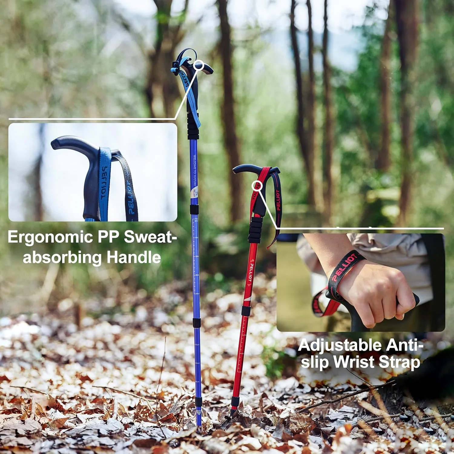 Portable Trekking Pole Aluminum Alloy 4-Section Telescopic Hiking Pole with Secure Lock System & Extended Foam Grips Durable Ultralight Walking Stick for Hiking