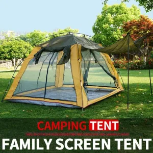 Portable Waterproof Tents 3-4 Person Camping-Tents Windproof Family Tent for Camping Hiking Outdoor Activities Gray