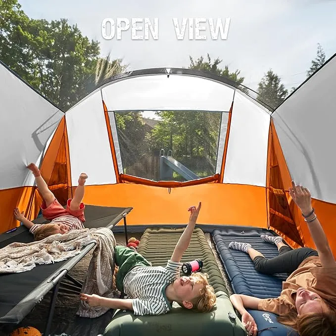PORTAL 6/8 Person Family Camping Tent with Screen Room, Water Resistant Big Tunnel Tent with Rainfly, Large Family Tent for Outdoor Camping, Party