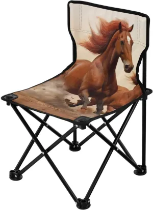 Prancing Horse Portable Outdoor Folding Chair Anti-Slip Padded Oxford Cloth Stool Camping Chair Small for Beach Hiking Fishing Gardening Quad Camp Chair