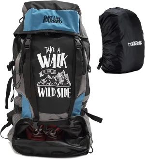 Presents Get Un-barred 55 Ltr Rucksack Hiking & Trekking Luggage Travelling Backpack for Men & Women (Blue & Black)