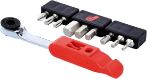 Prestacycle Prestaratchet GO Bike Tool Kit – Multi-Tool Bit Ratchet Set, Tire Lever, Quick-Link Chain Breaker, Presta Core Tool & (9) S2 Bits, Premium Mini Ratchet and Bit Set