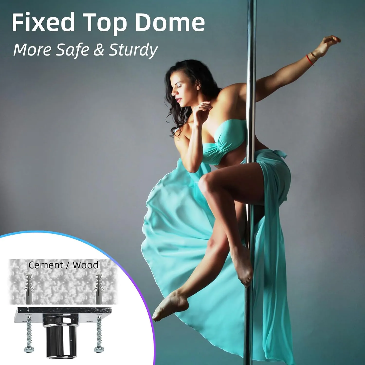 PRIOR FITNESS Permanent Fixed Dance Pole Kit, Professional 45mm Spinning & Static Dancing Pole Heavy-Duty Steel Pole Dance for Home, Adjustable Height Excellent for Home Exercise Studio Club Gym