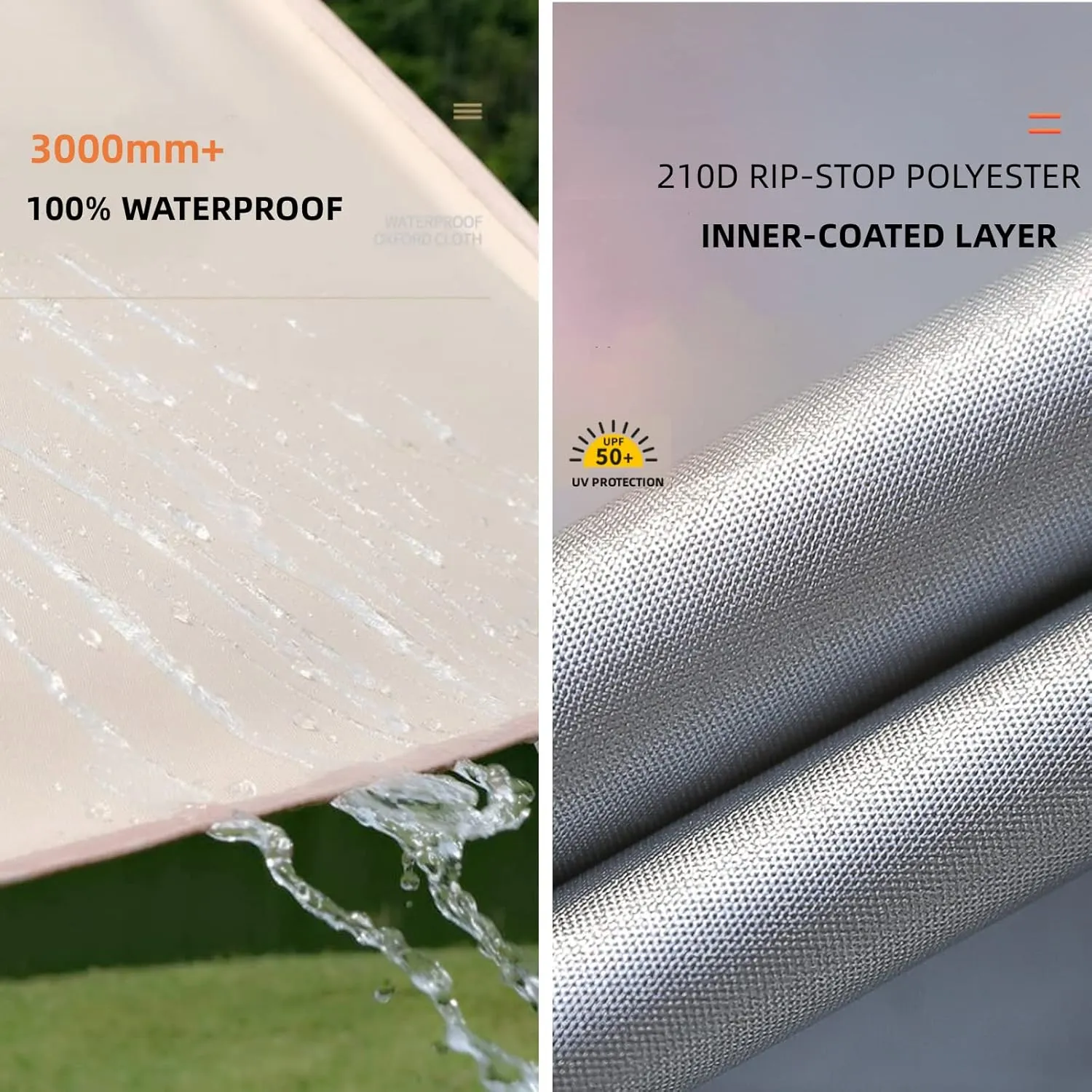 Puraville 12x10 ft Rectangle Lightweight Camping Tarps, Portable Waterproof Hammock Rain Fly Tent Tarp for Camping Backpacking, Khaki