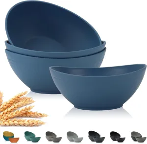 PYRMONT Serving Bowls,Plastic Bowl,65 Oz Salad Bowls,Big Bowl for Soup of 4,Salad,Pasta,Cereal,Stackable for Easy Storage Microwave & Dishwasher Safe (Blue)