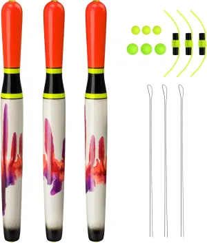 QualyQualy Fishing Floats, Weighted Catfish Pole Floats, High Visibility Wood Pole Fishing Float for Catfish Pike 6IN 8IN 11IN, 3PCS