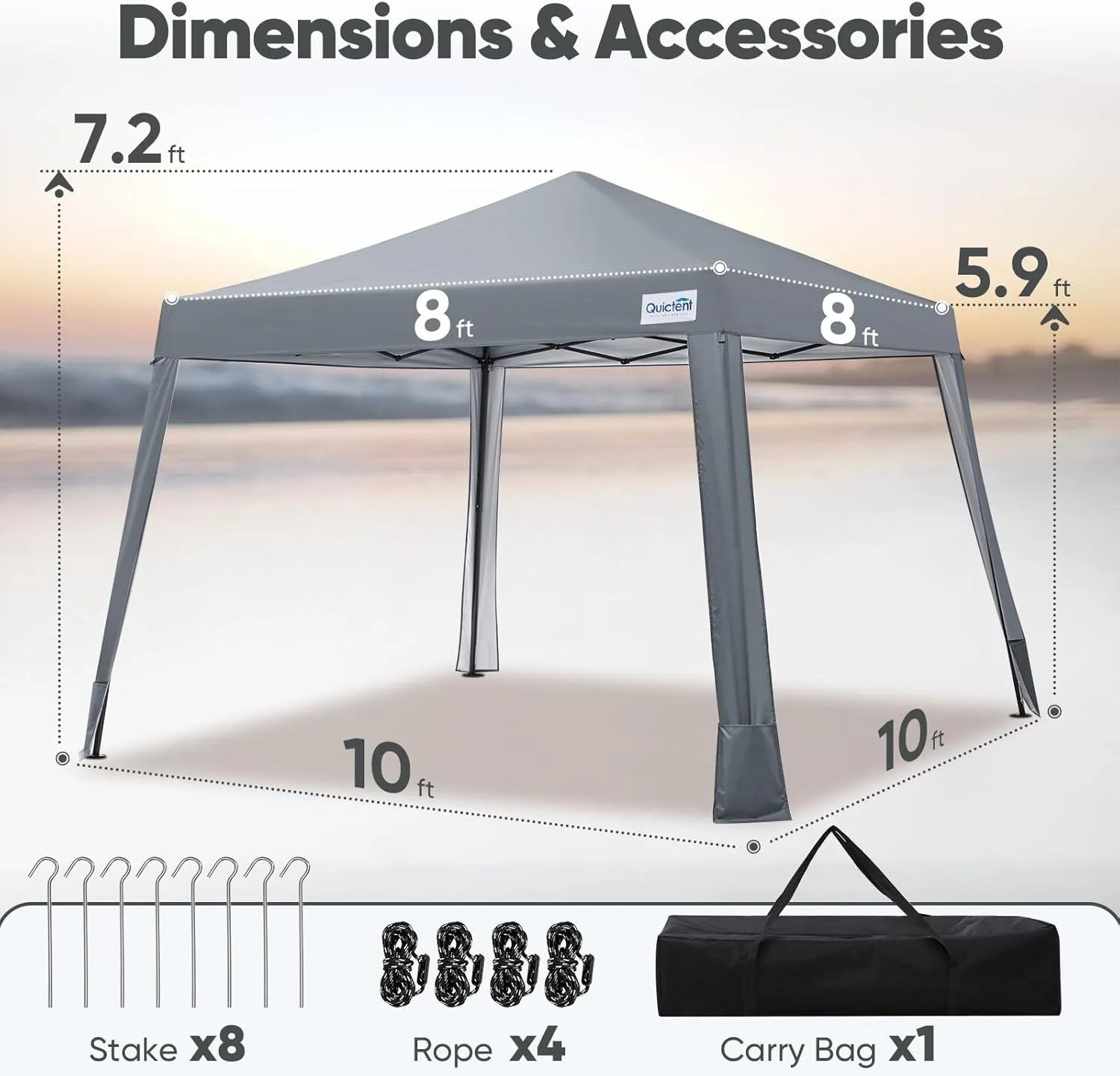 Quictent 10x10 Pop Up Canopy Tent Lightweight, Portable, and Versatile for Beach and Sporting Events with Sun Protection and Easy Setup