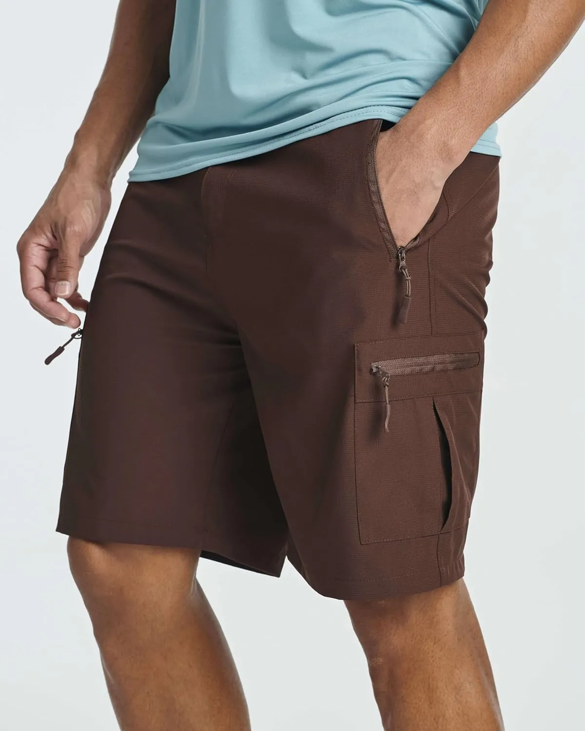 Real Essentials 2 & 3 Pack: Men's Hiking Cargo Shorts Fishing Outdoor Tactical Travel Camping Casual Golf 5 Zipper Pockets