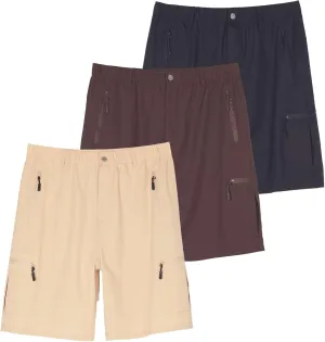 Real Essentials 2 & 3 Pack: Men's Hiking Cargo Shorts Fishing Outdoor Tactical Travel Camping Casual Golf 5 Zipper Pockets