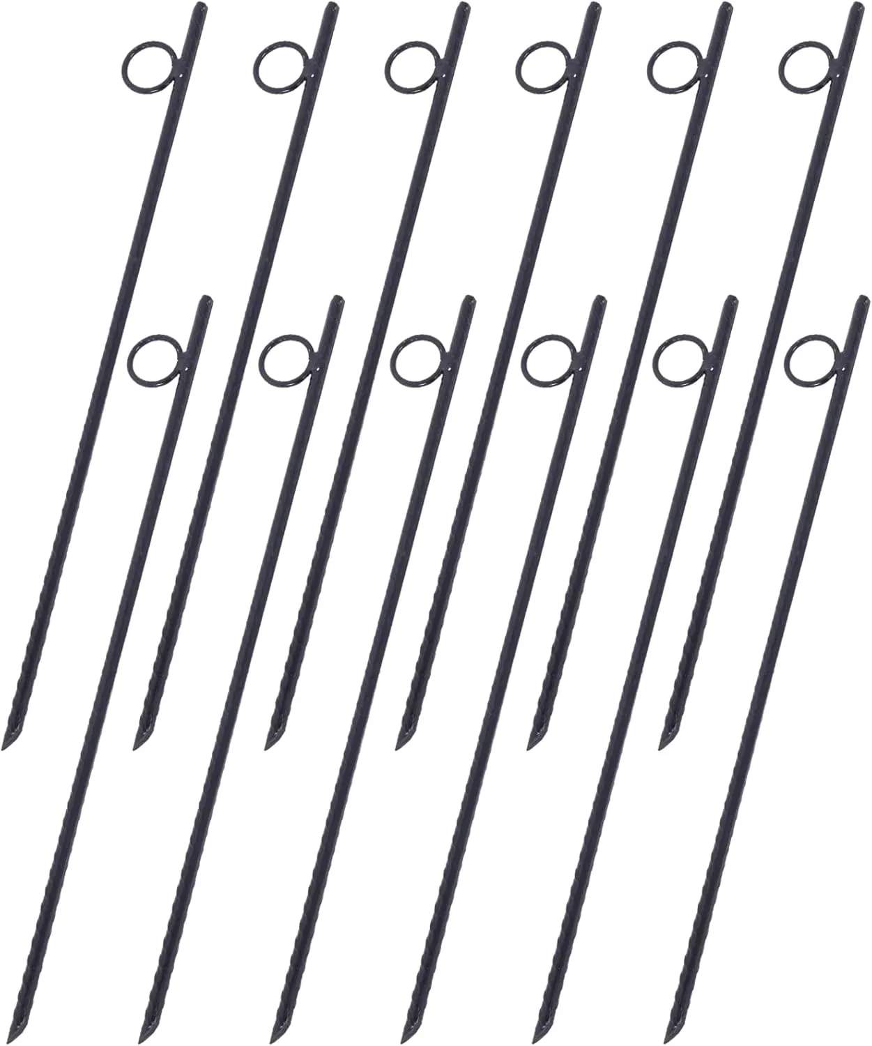 Rebar Stakes with Loop 12pcs Durable Heavy-Duty Steel, 3/8 Inch x 18 Inch for Tents and Canopies