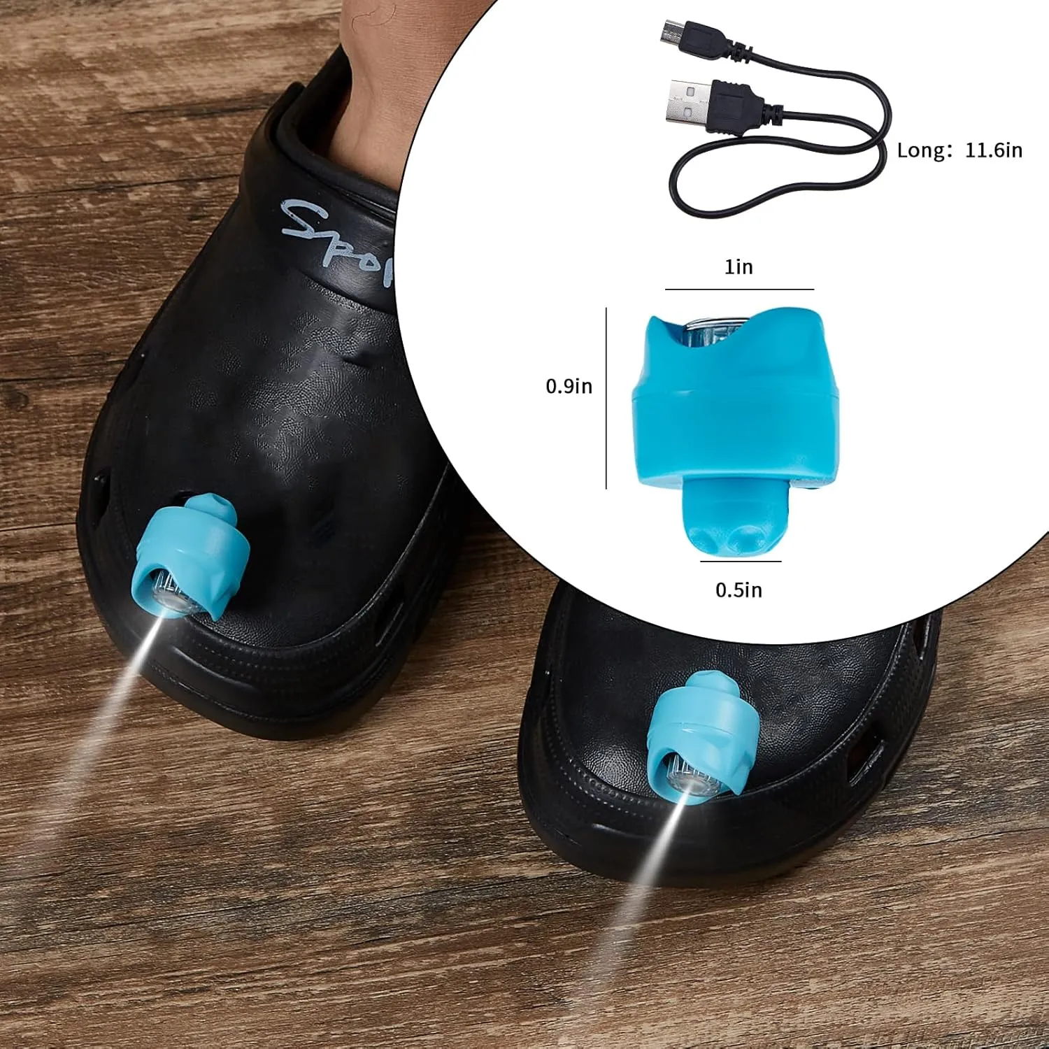 Rechargeable LED Clogs Shoes Light 2 Pcs,for Headlights for Croc 72 Hours in The Dark,for Dog Walking,Handy Camping,Night Running Gifts(Rechargeable Blue)