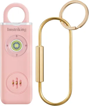 Rechargeable Personal Safety Alarm Keychain for Women,Self Defense Keychain Alarm with Strobe Light and 130dB Siren Help Women,Men,Elderly, Emergency Security Whistle Alert (Pink)