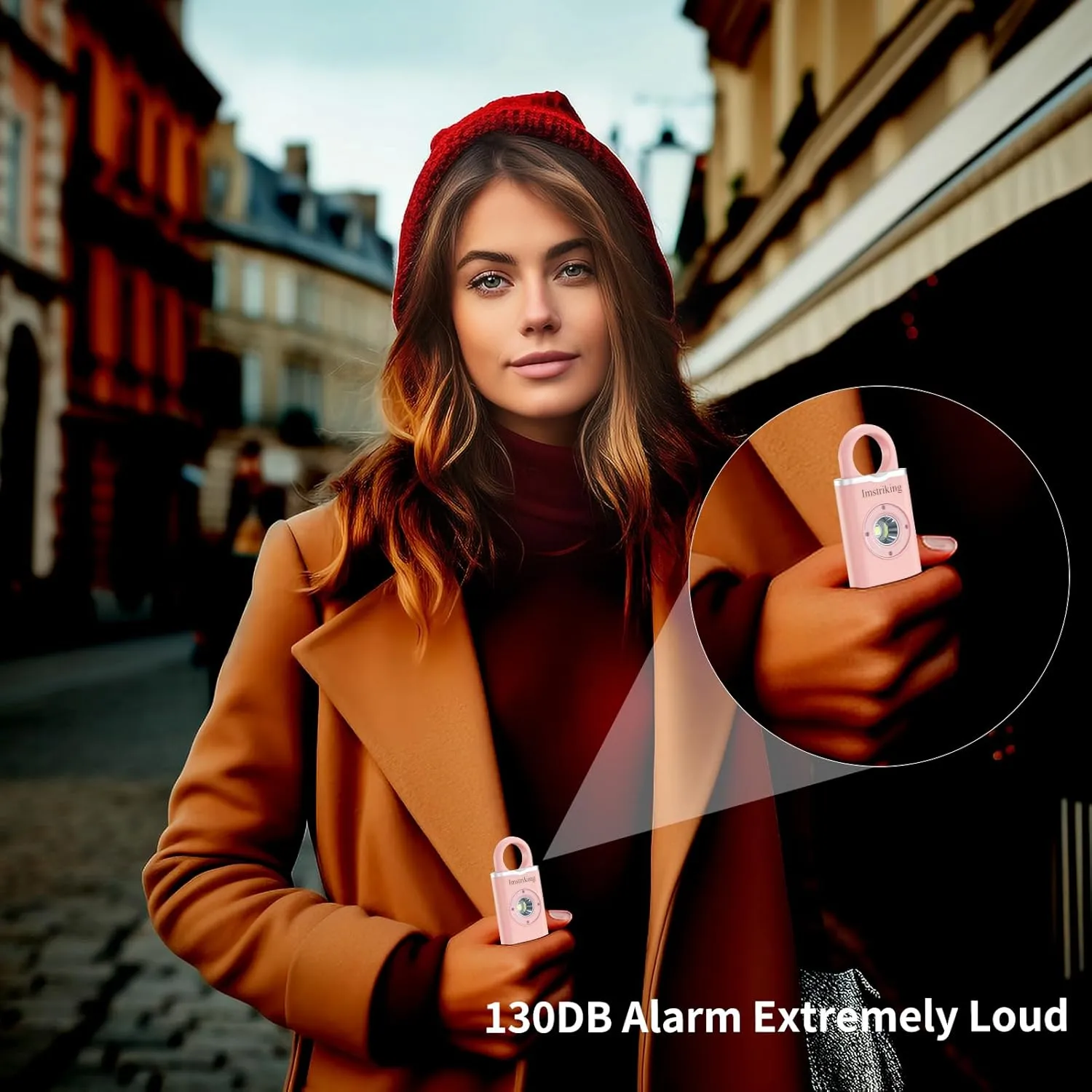 Rechargeable Personal Safety Alarm Keychain for Women,Self Defense Keychain Alarm with Strobe Light and 130dB Siren Help Women,Men,Elderly, Emergency Security Whistle Alert (Pink)