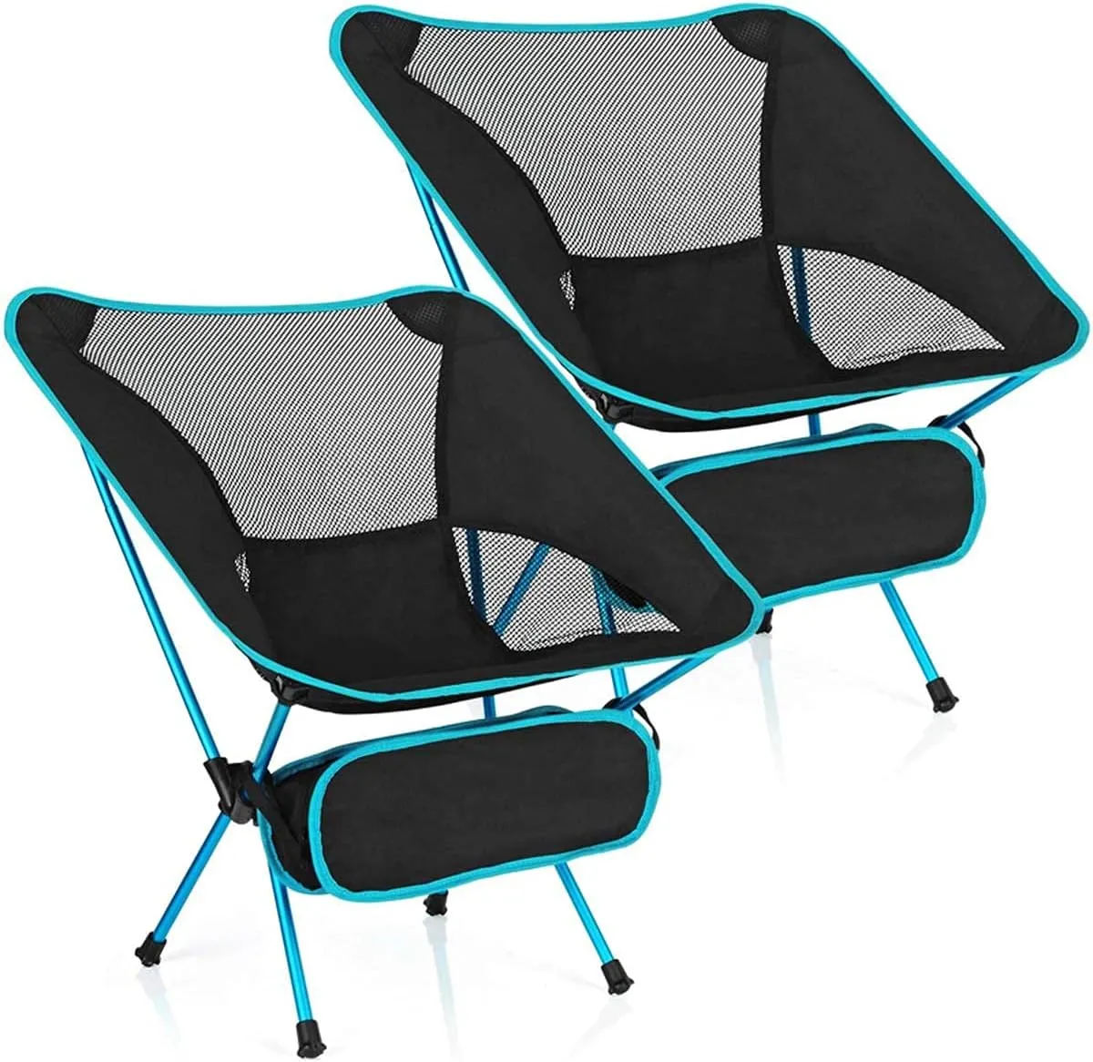 Recliner Chair,Compact Outdoor Chair, Outdoor Fishing Folding with 600D Oxford Fabric and 7075 Aluminum Alloy for Garden,Camping,Beach,Travelling, 2 Pcs,Lake Blue