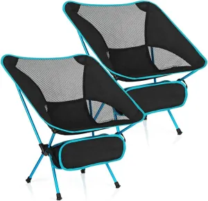 Recliner Chair,Compact Outdoor Chair, Outdoor Fishing Folding with 600D Oxford Fabric and 7075 Aluminum Alloy for Garden,Camping,Beach,Travelling, 2 Pcs,Lake Blue