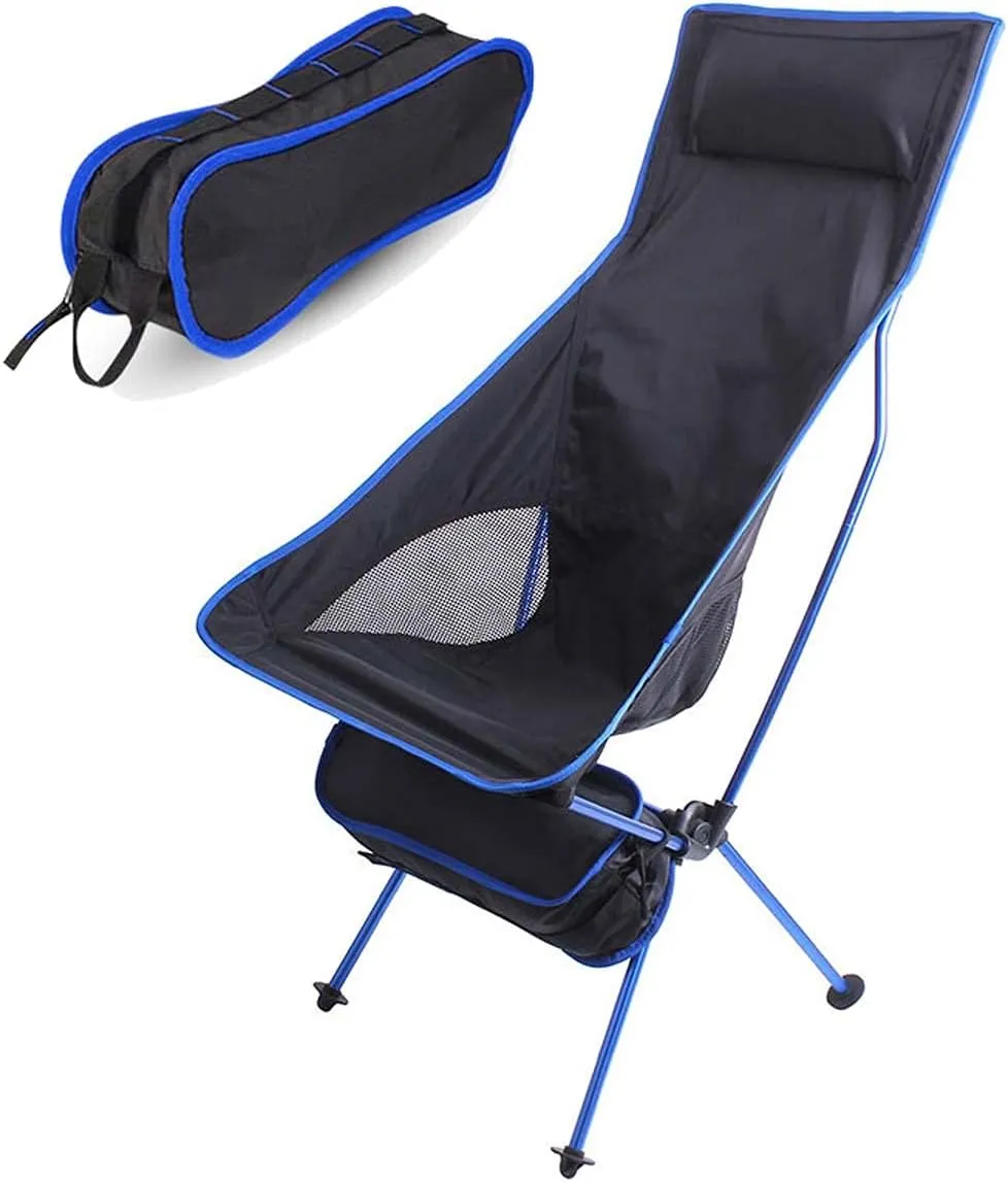 Recliner Chair,Compact Outdoor Chair, Portable Folding Outdoor 600D Oxford Cloth Camping Seat for Fishing Festival Picnic BBQ Beach Ultralight Chair,Navy Blue