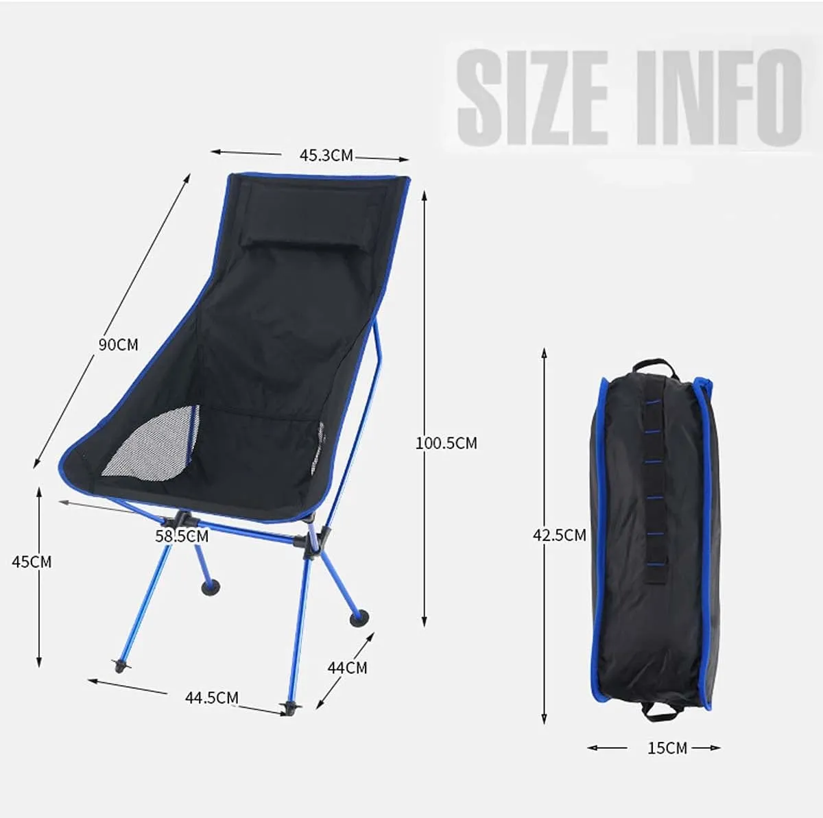 Recliner Chair,Compact Outdoor Chair, Portable Folding Outdoor 600D Oxford Cloth Camping Seat for Fishing Festival Picnic BBQ Beach Ultralight Chair,Navy Blue