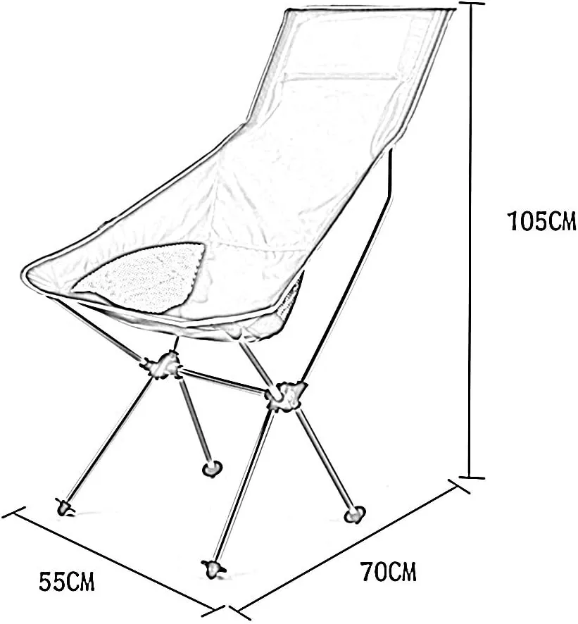 Recliner, Moon Chair Outdoor Folding Chair Fishing Chair Lengthen Increased with Pillow Lounge Chair 70x55x105cm(Red)