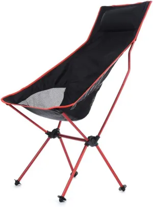 Recliner, Moon Chair Outdoor Folding Chair Fishing Chair Lengthen Increased with Pillow Lounge Chair 70x55x105cm(Red)