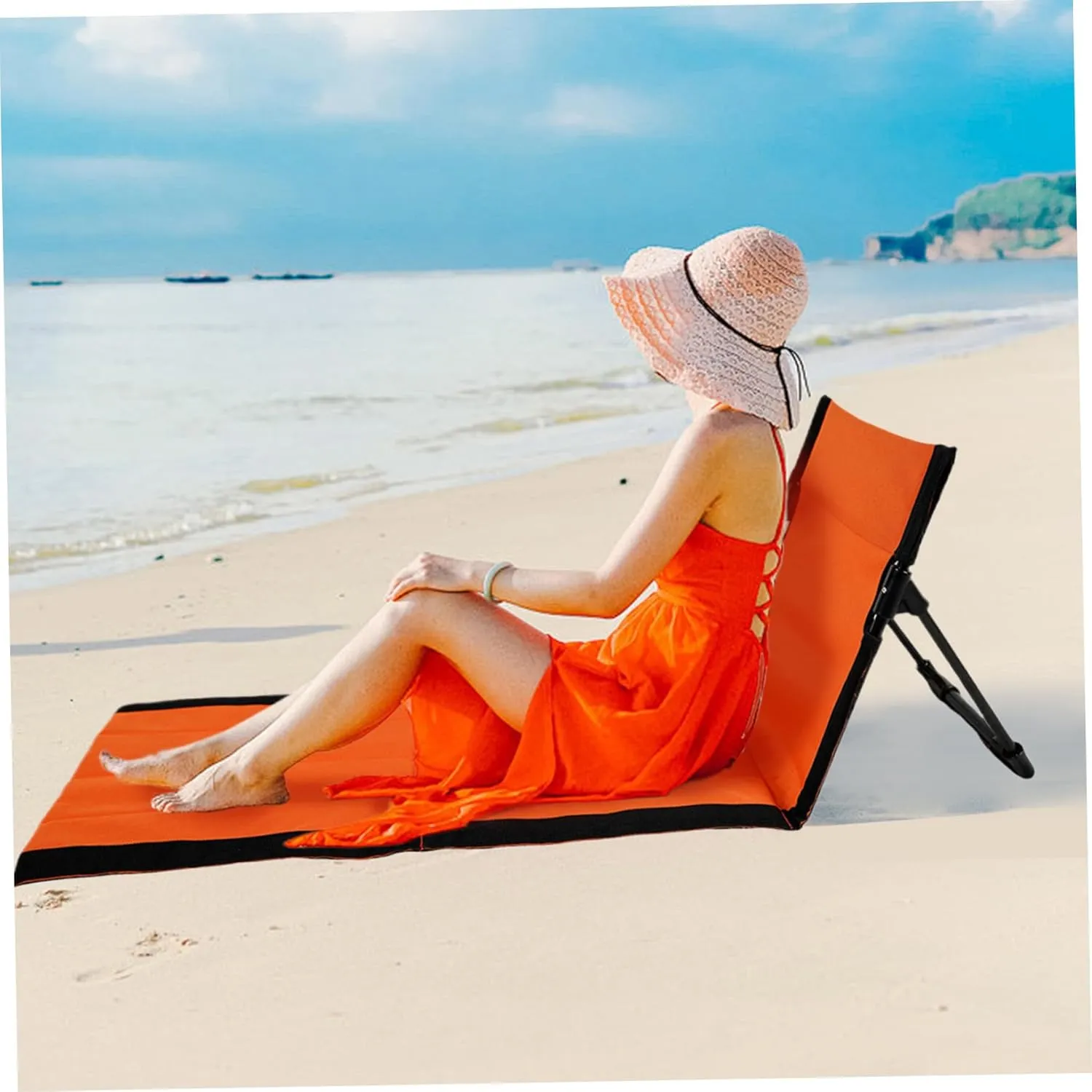 Reclining Beach Mat 15x43.3x15.8/15x26.8x15.8'' Oxford Cloth Waterproof Foldable Beach Lounge Chair Lightweight & Portable Lounger for Adults Holidays Camping Park