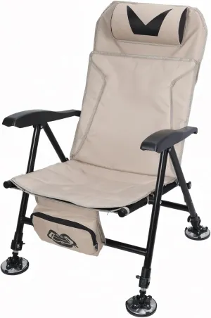 Reclining Fishing Chair,Outdoor Folding Camping Chair with Armrests,Storage Bag,Adjustable Height Fishing Hunting Chair,Portable Ground Hunting Seat for Camping,Garden,Beach Khaki