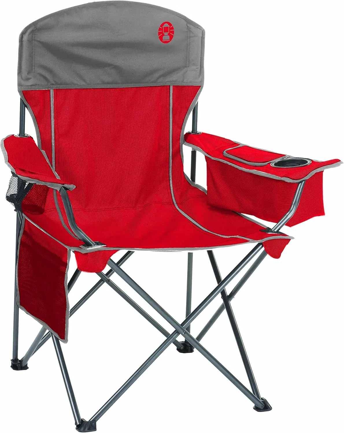 Red and Grey Oversized Quad Camping Chair, with Cooler