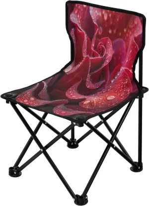 Red Flowers Portable Outdoor Folding Chair Anti-Slip Padded Oxford Cloth Stool Camping Chair Small for Beach Hiking Fishing Gardening Quad Camp Chair