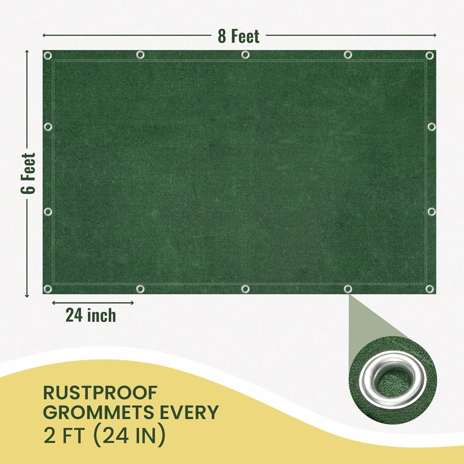 REDIBLUE 6 x 8 ft Heavy Duty Canvas Tarp, Multi Purpose Use for Camping, Tent Canopy, Outdoor, Rustproof Grommets, Durable, Water Resistant, Cotton 17oz - Olive Drab
