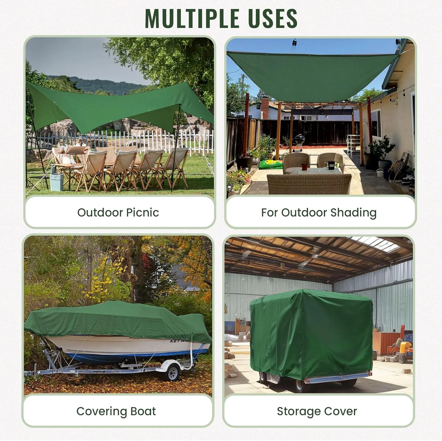 REDIBLUE 6 x 8 ft Heavy Duty Canvas Tarp, Multi Purpose Use for Camping, Tent Canopy, Outdoor, Rustproof Grommets, Durable, Water Resistant, Cotton 17oz - Olive Drab