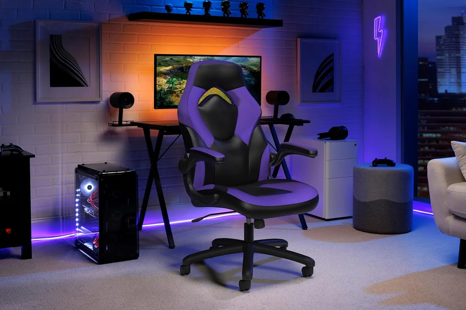 RESPAWN 3085 Gaming Chair - Gamer & Office Chair with Integrated Headrest, Adjustable Tilt & Tilt Lock - Purple