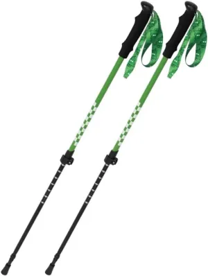 Retractable Outdoor Portable Trekking Pole, Spring Camping Walking Stick, with EVA Grip, Adjustable Wrist Strap, for Boys/Girls