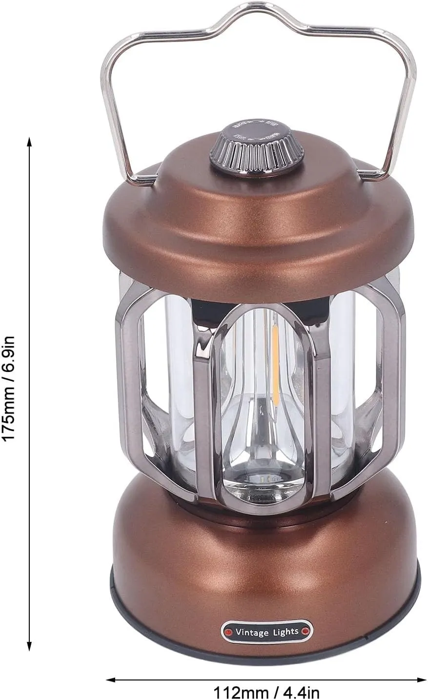 Retro Camping Lantern Vintage Camping Lamp, Rechargeable Retro Camping Light Hanging LED Vintage Tent Lamp for Outdoor Hiking Fishing Emergency (Brown)