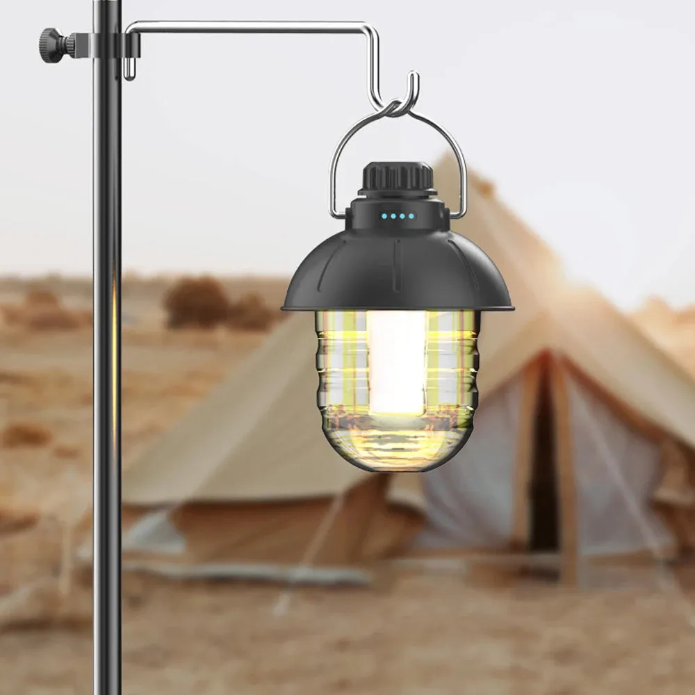 Retro Lantern Camping Rechargeable Portable Tent Light with Stepless Dimming