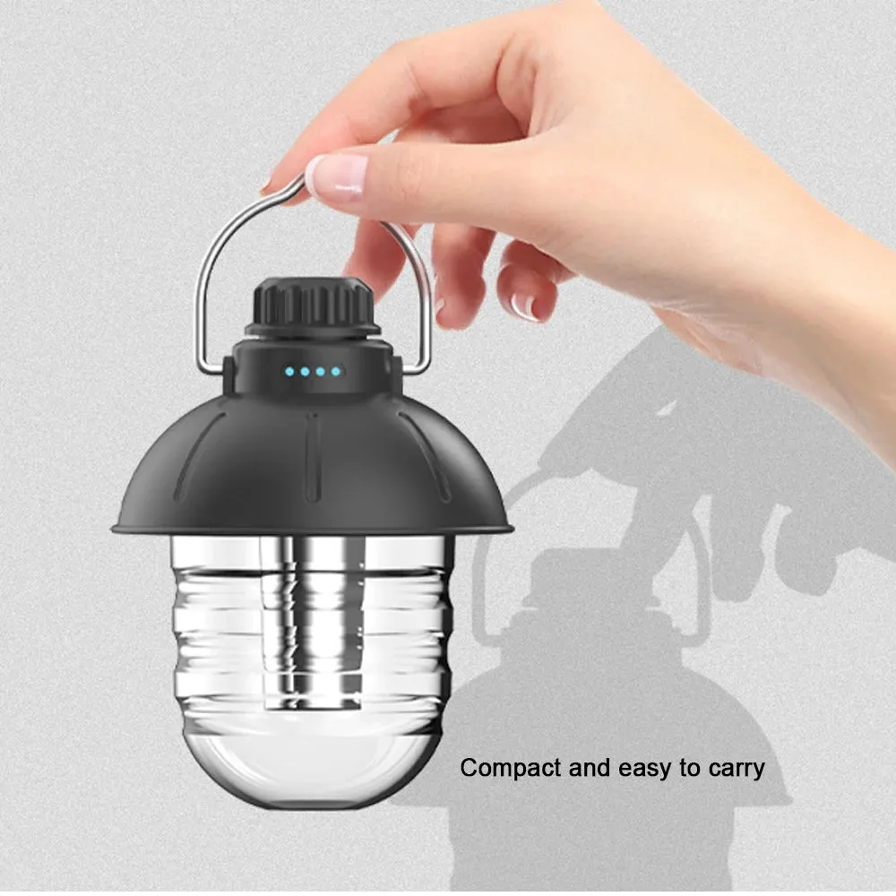 Retro Lantern Camping Rechargeable Portable Tent Light with Stepless Dimming